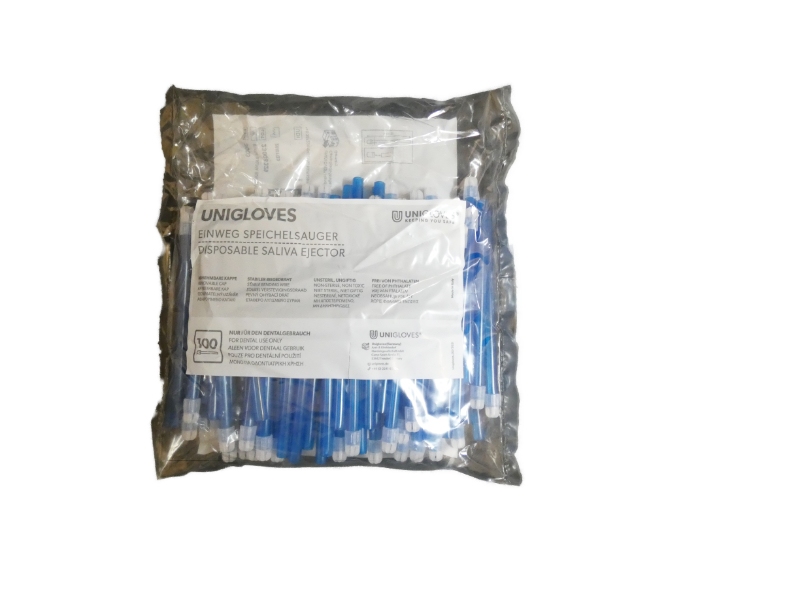 Speichelsauger blau mit abnehmbarere Kappe Speichelsauger blau mit abnehmbarere Kappe